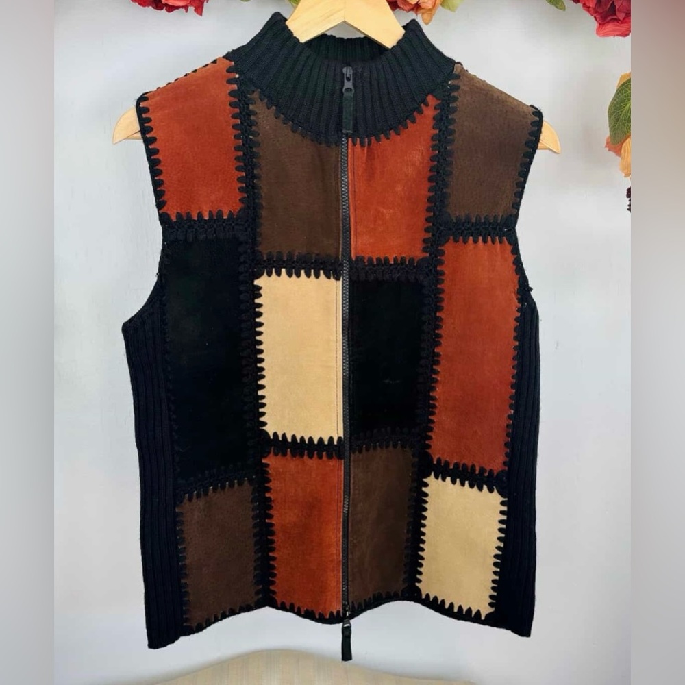 Designers Studio Leather Patchwork Vest! - image 1
